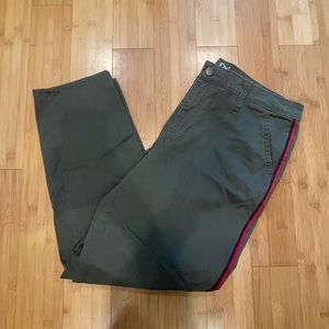 Universal Thread Olive Green Pants with Red & Navy Side Stripe